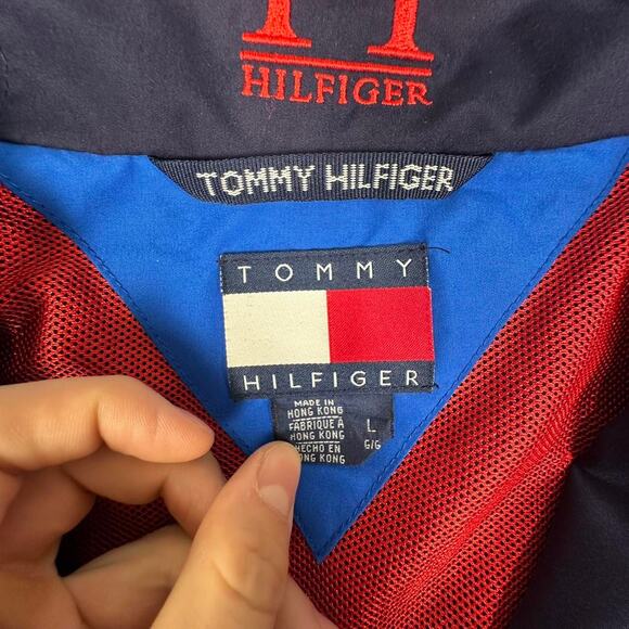 Vintage 2000’s Tommy Hilfiger Navy Mesh Lined Full-zip Windbreaker Jacket Size L - Picture 3 of 8